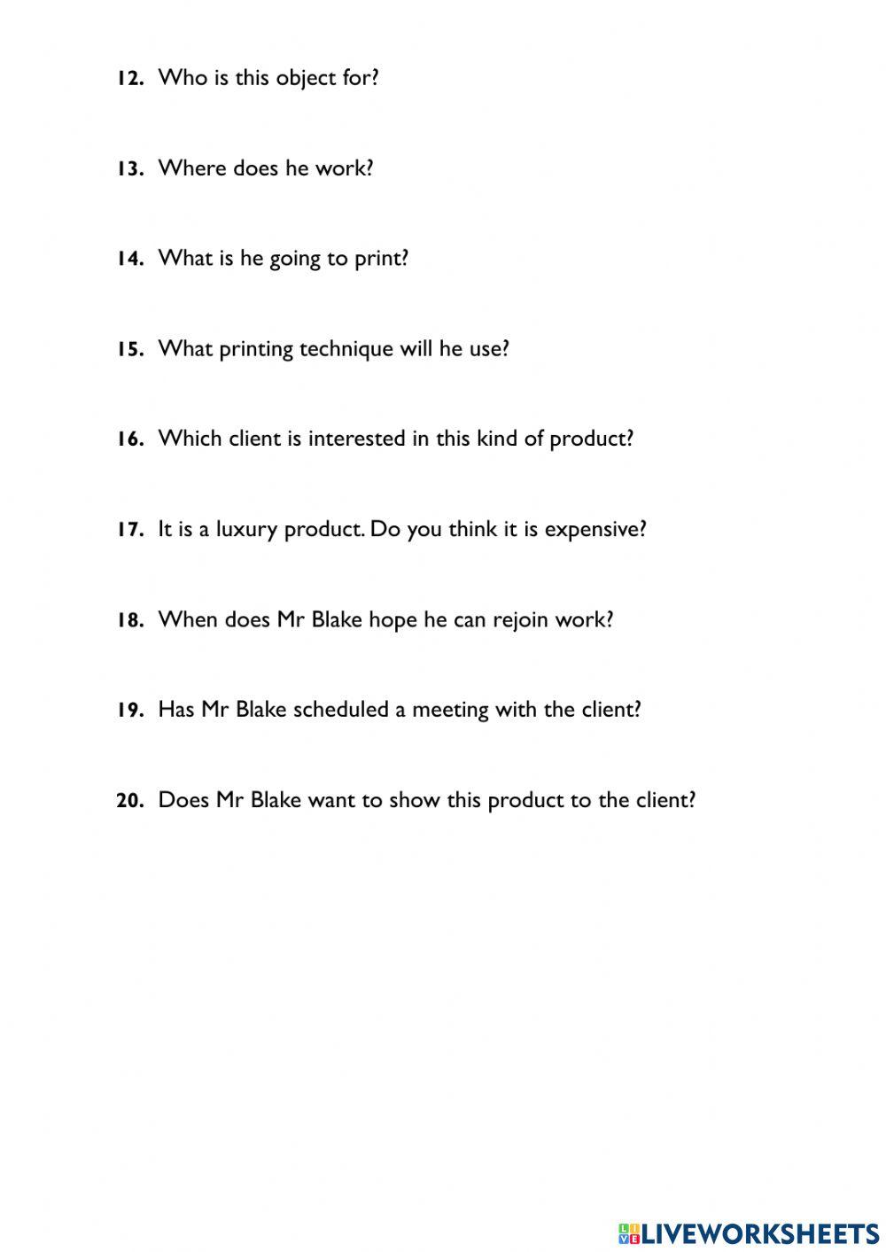 Reading comprehension:Helping at work