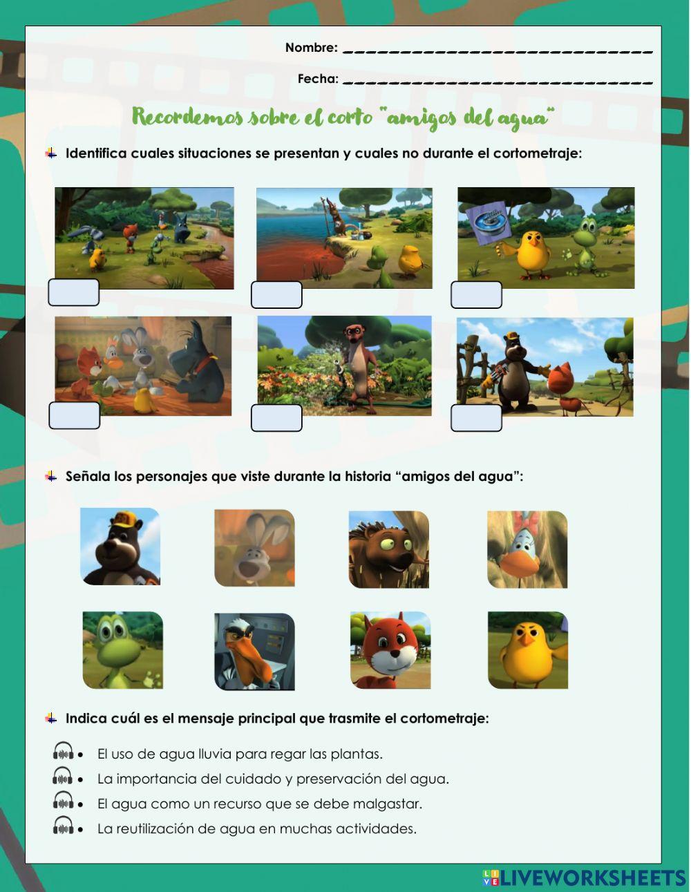 Comprensión lectora: corto amigos del agua