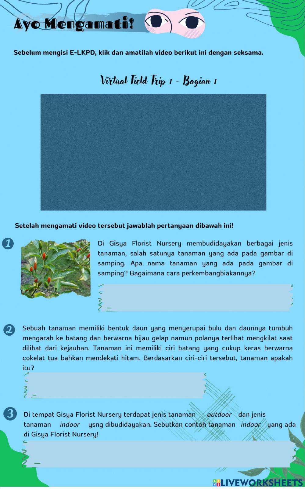 Elektronik-Lembar Kerja Peserta Didik Materi Budi Daya Tanaman Kelas IV Pembelajaran 1