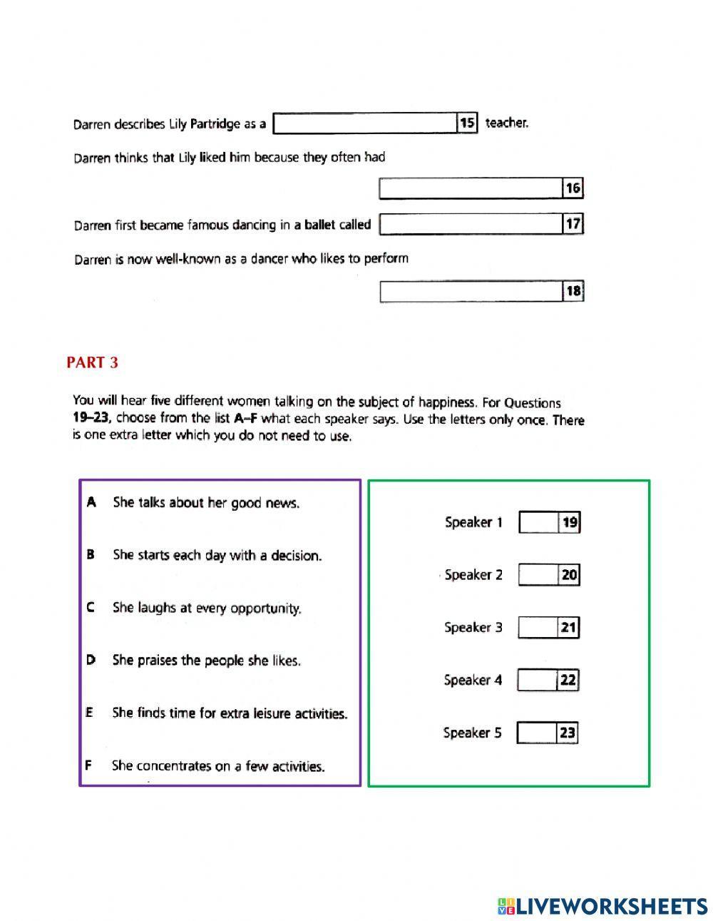 Entry test listening (grade 11)