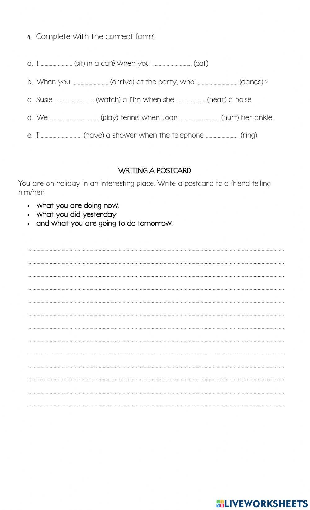 Classwork Past Simple - Continuous