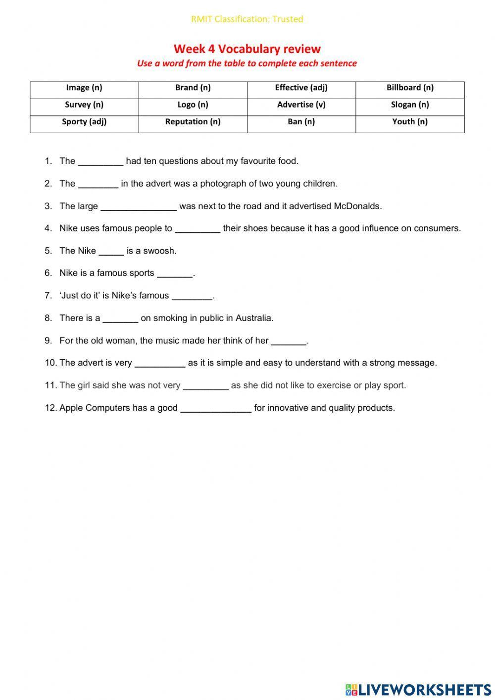 L4 Week 4 vocabulary review (advertising)