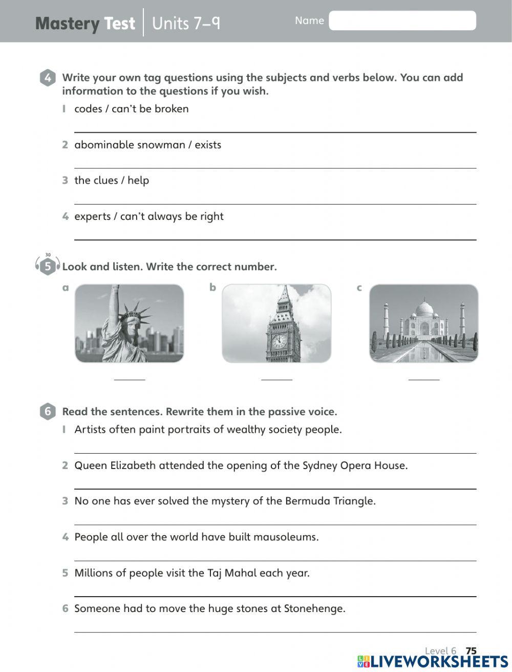 Big 6 test 7-9 correct