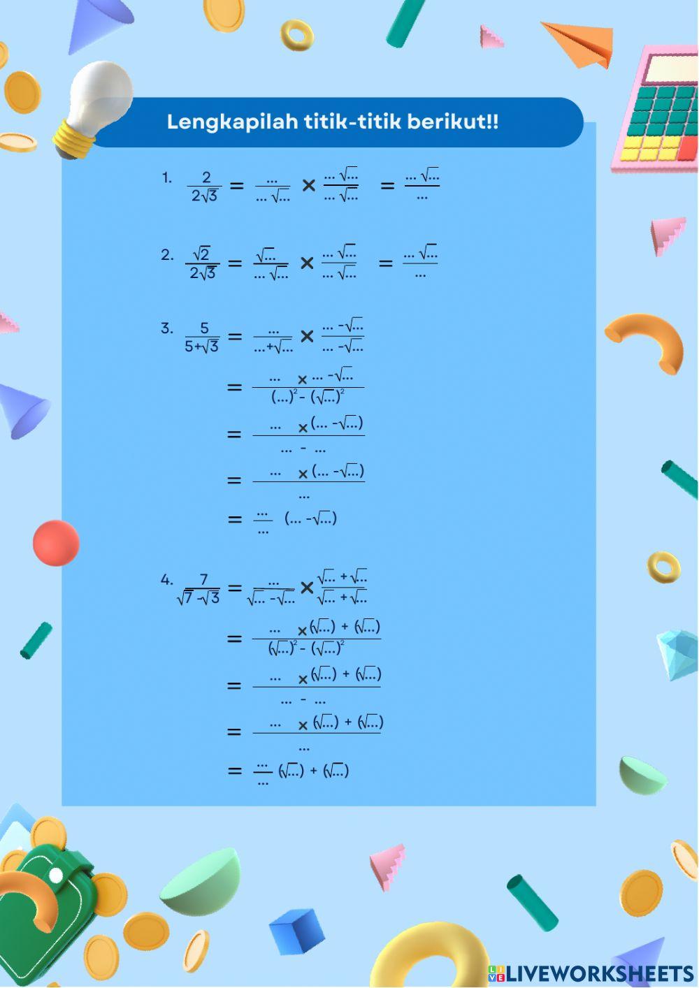 Merasionalkan Pecahan Bentuk Akar