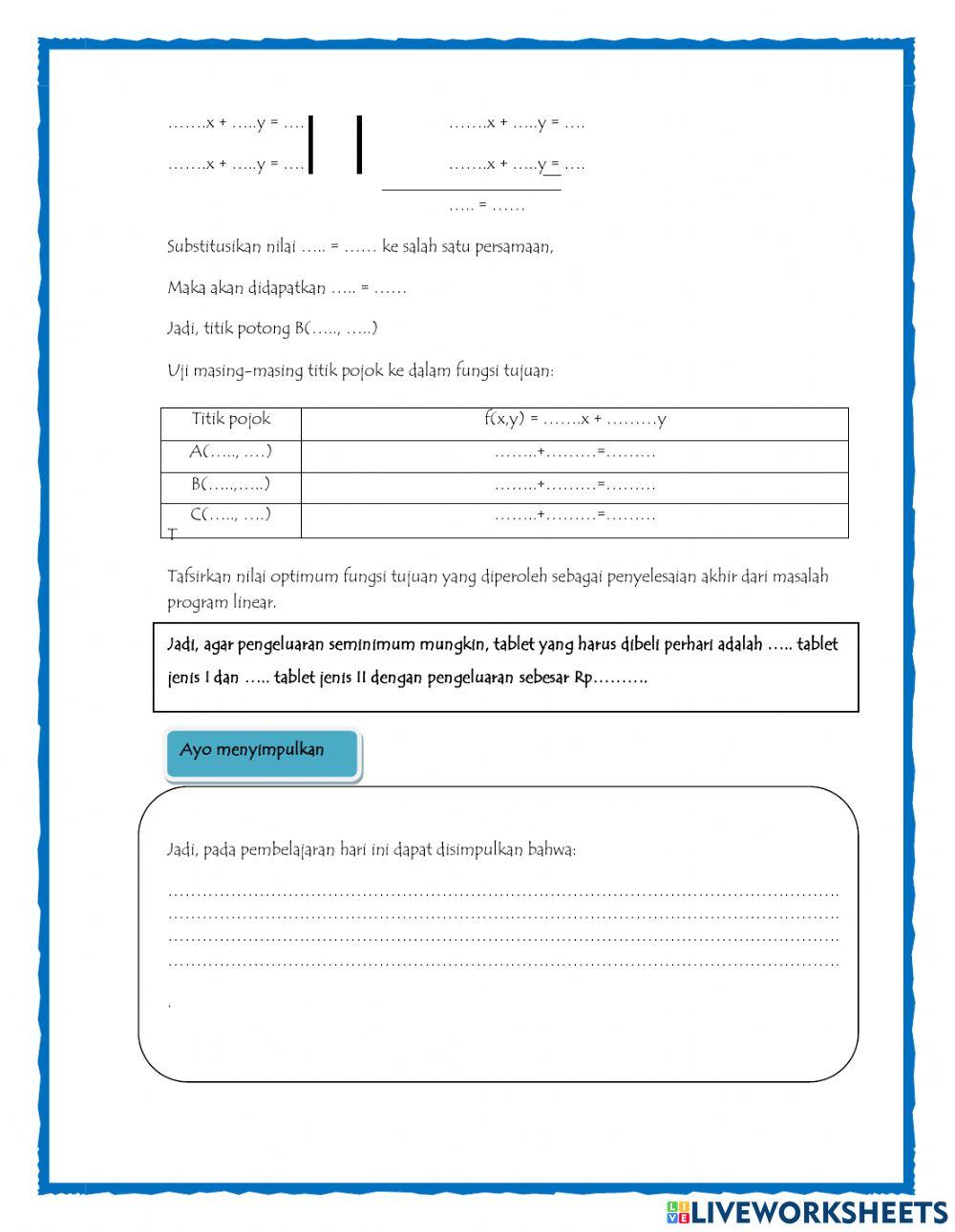 Menentukan grafik pertidaksamaan liner