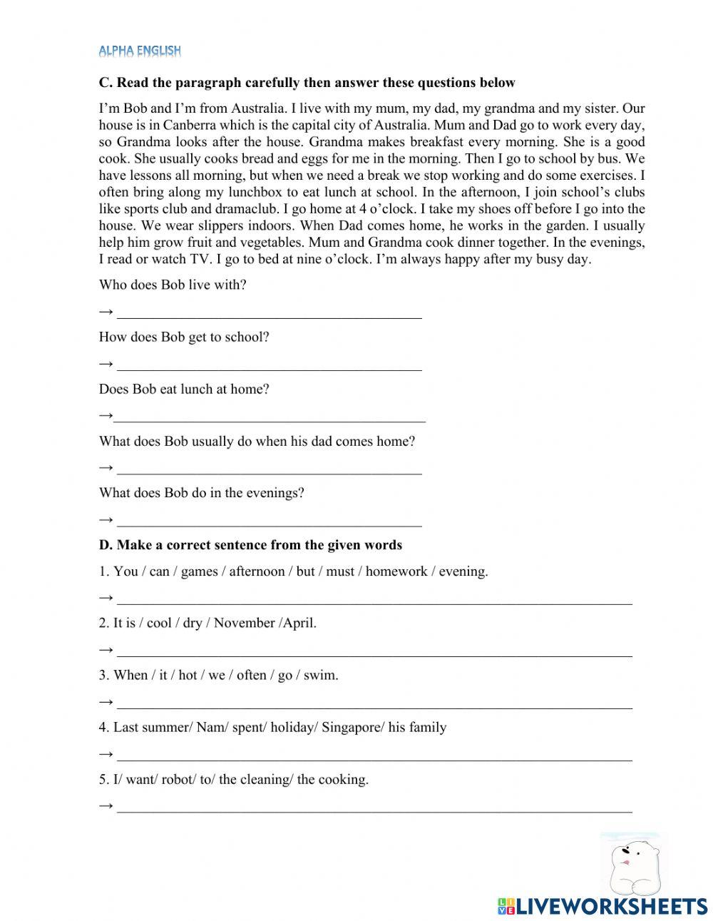 Test đầu vào - Grade 5