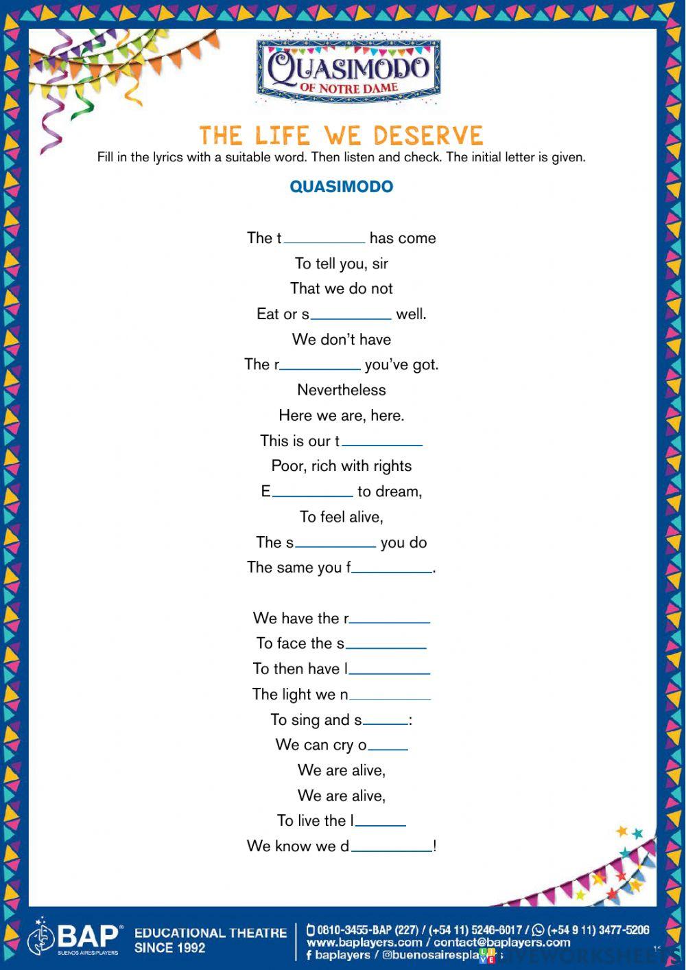 The hunchback of notre dame - sing along