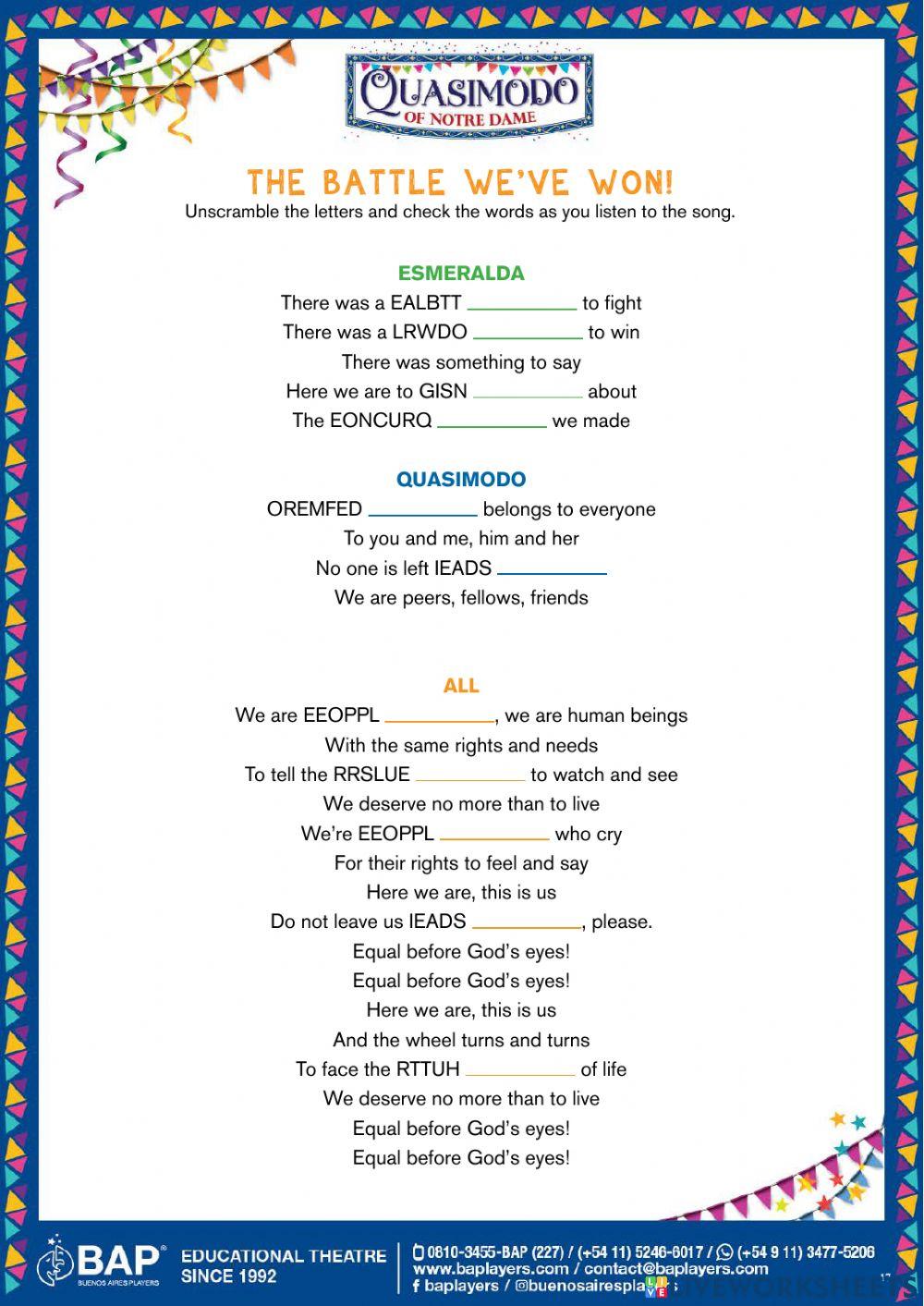 The hunchback of notre dame - sing along