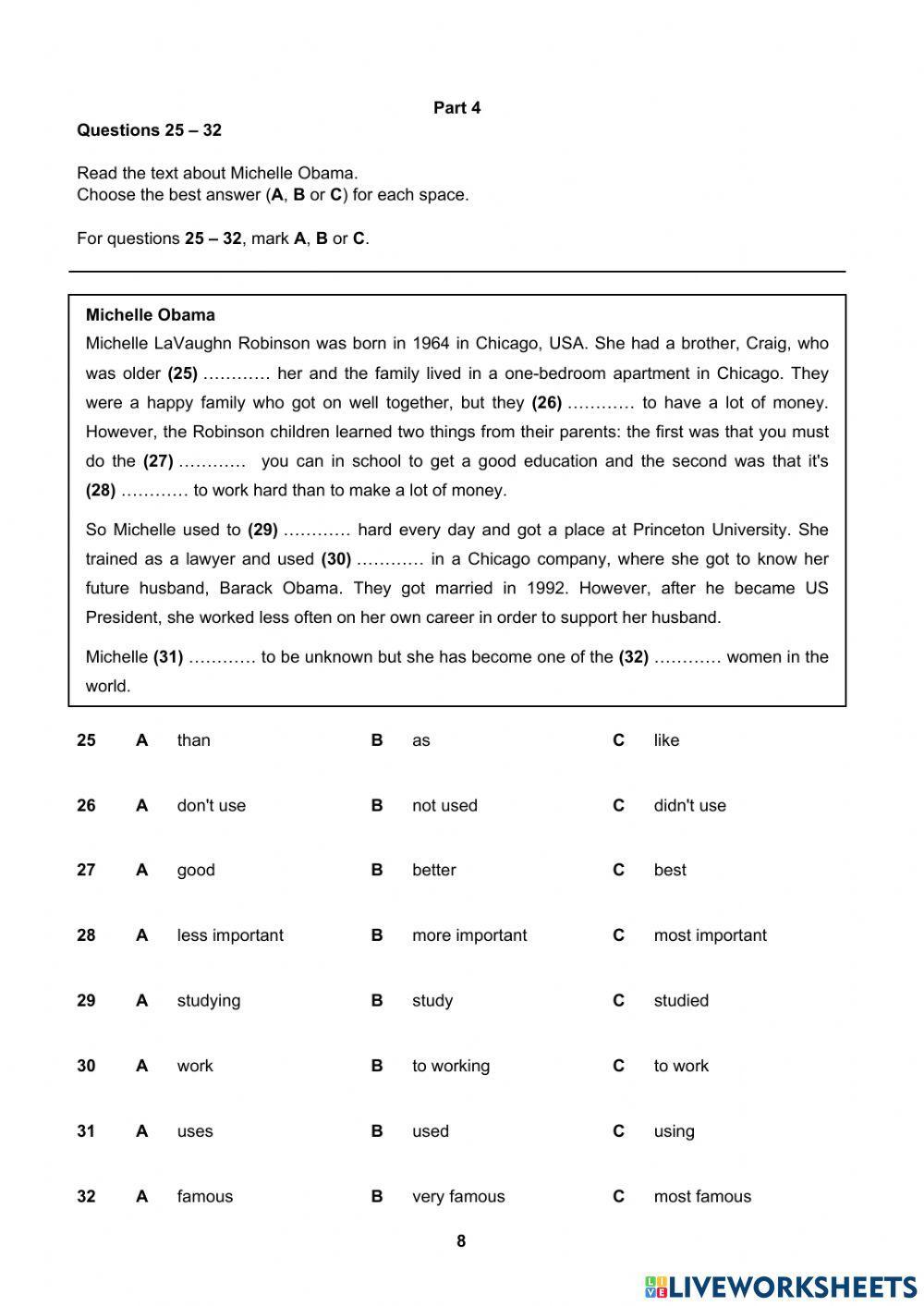 Empower B1. Unit 7 Progress Test