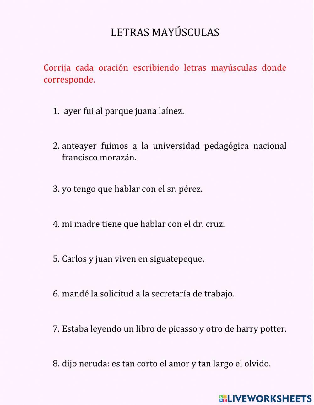 Uso de las letras mayúsculas