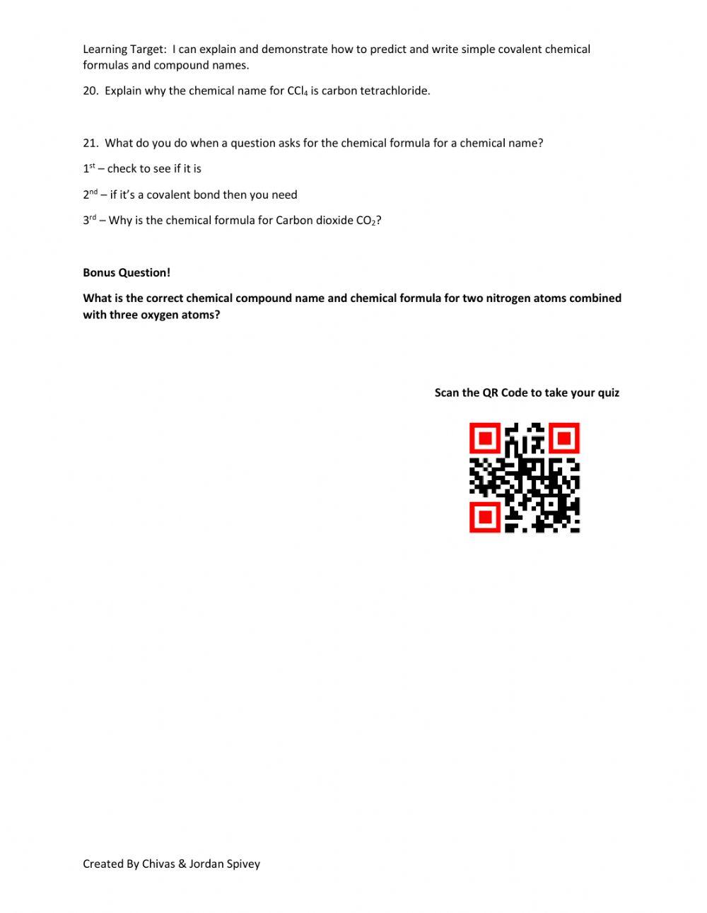 Predicting & Naming Covalent Compounds