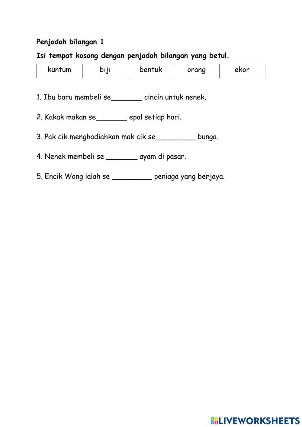 Tahun 2 Penjodoh Bilangan 1