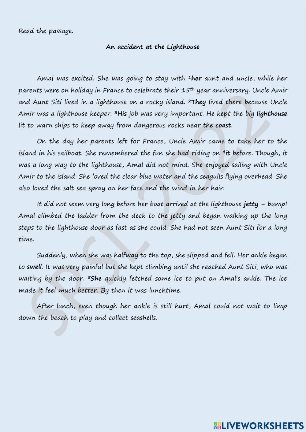 Comprehension - An Accident at the Lighthouse