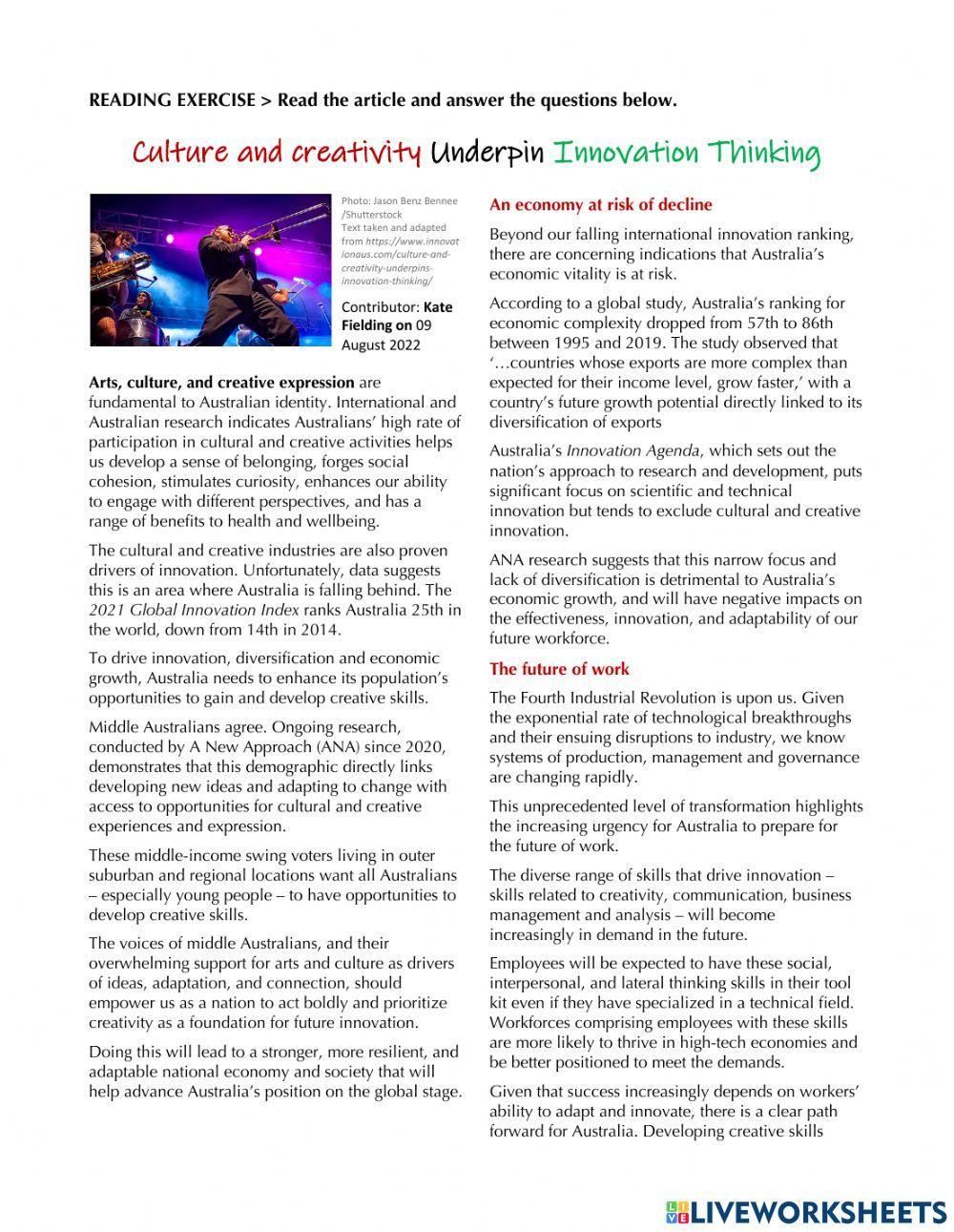 Reading Ex. - Innovation