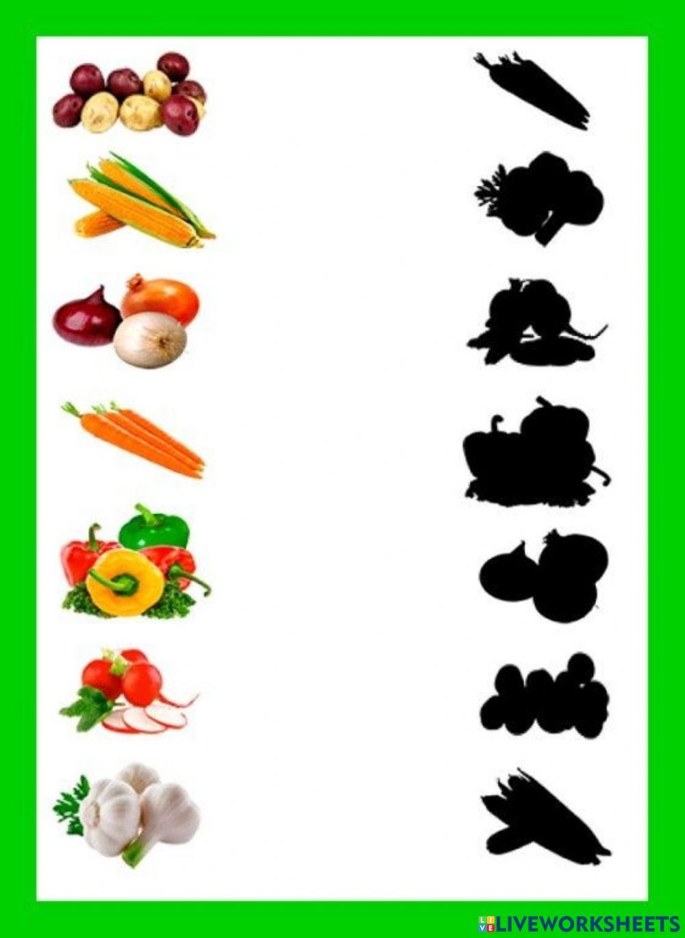 Găsește umbra fiecărei legume - toamna