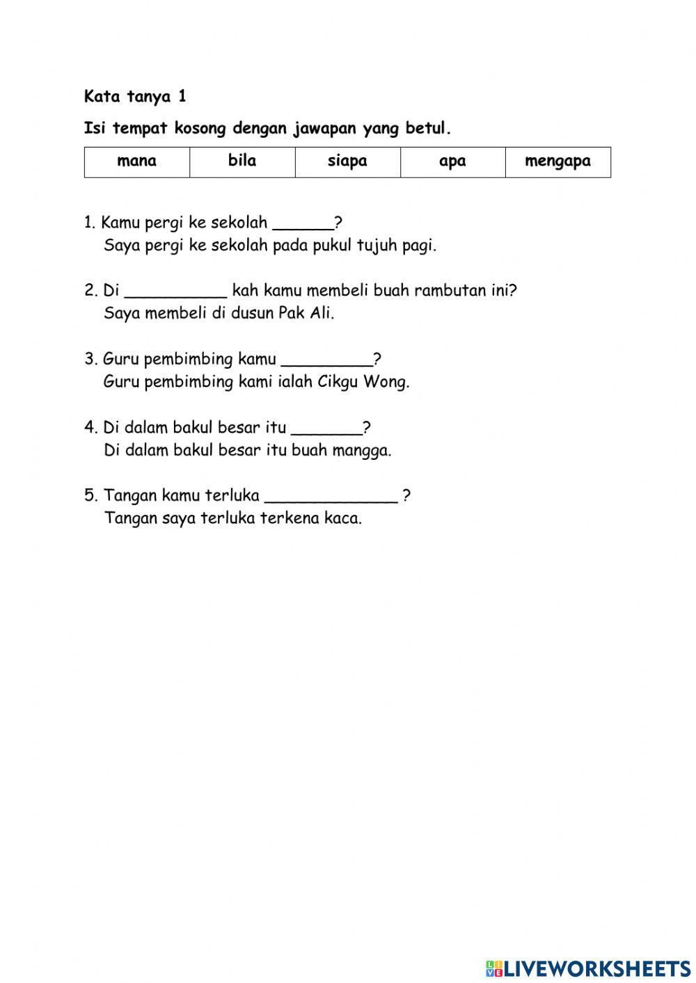 Tahun 2 Kata Tanya 1