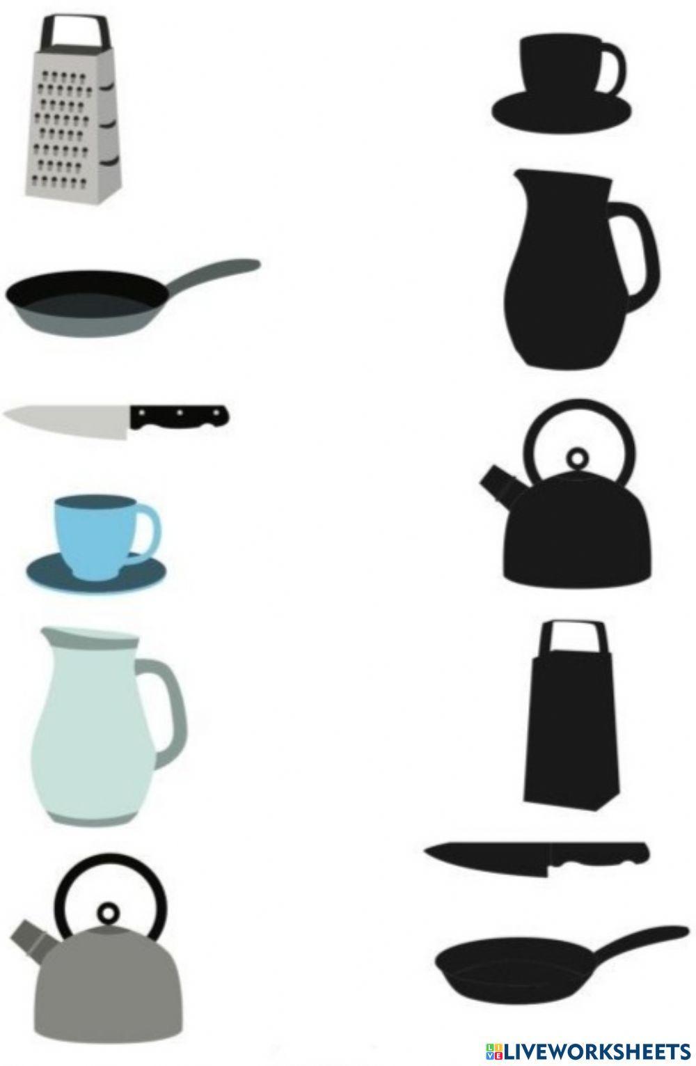 În bucătărie - Uneste ustensilele cu umbra potrivită