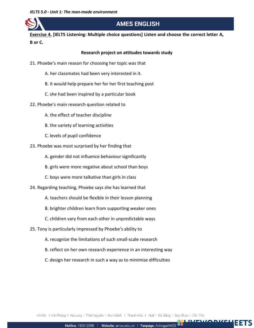 IELTS 5.0 - Unit 1 - Listening