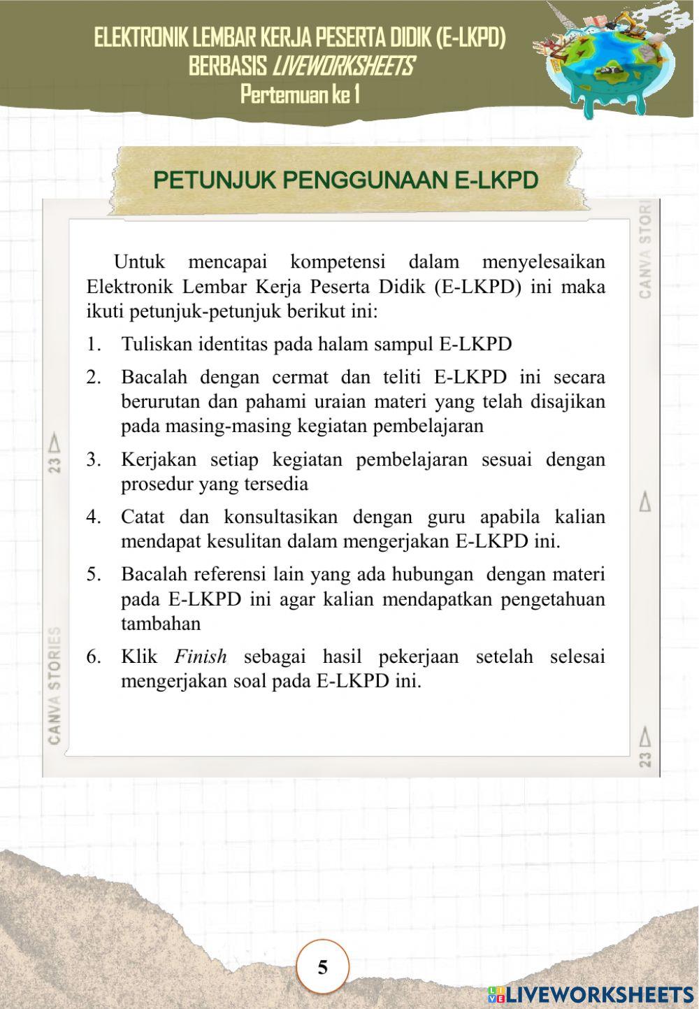 E-LKPD Materi Perubahan Lingkungan-Pertemuan Ke 1