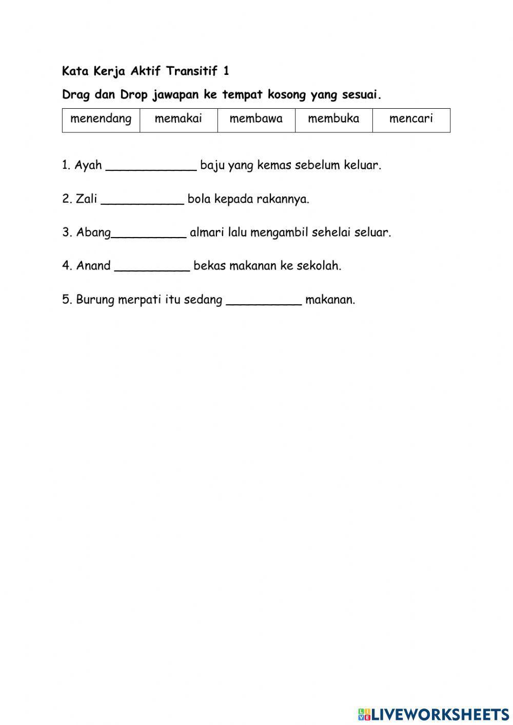 Tahun 2 Kata Kerja Aktif Transitif 1