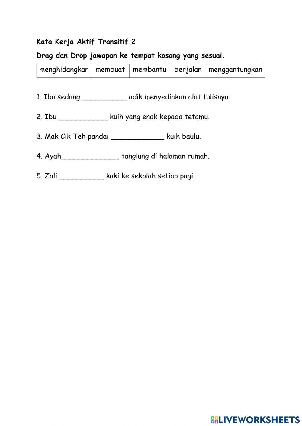 Tahun 2 Kata Kerja Aktif Transitif 2