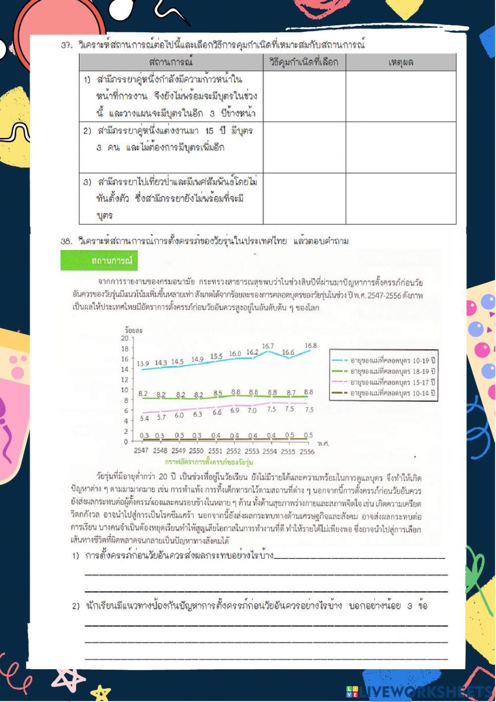 แบบฝึกหัด เรื่องระบบสืบพันธุ์