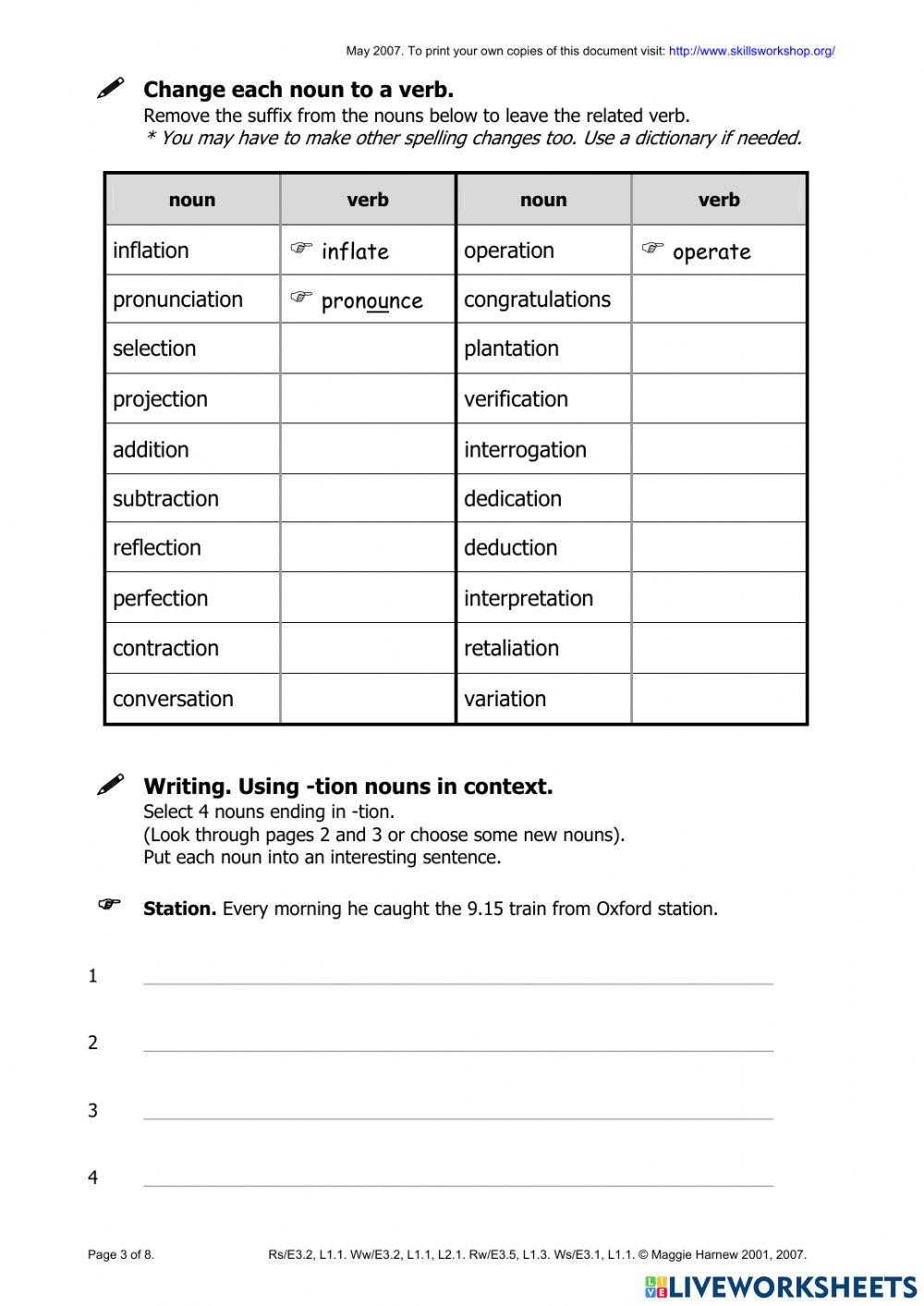 The sufficses tion vs sion worksheet Live Worksheets