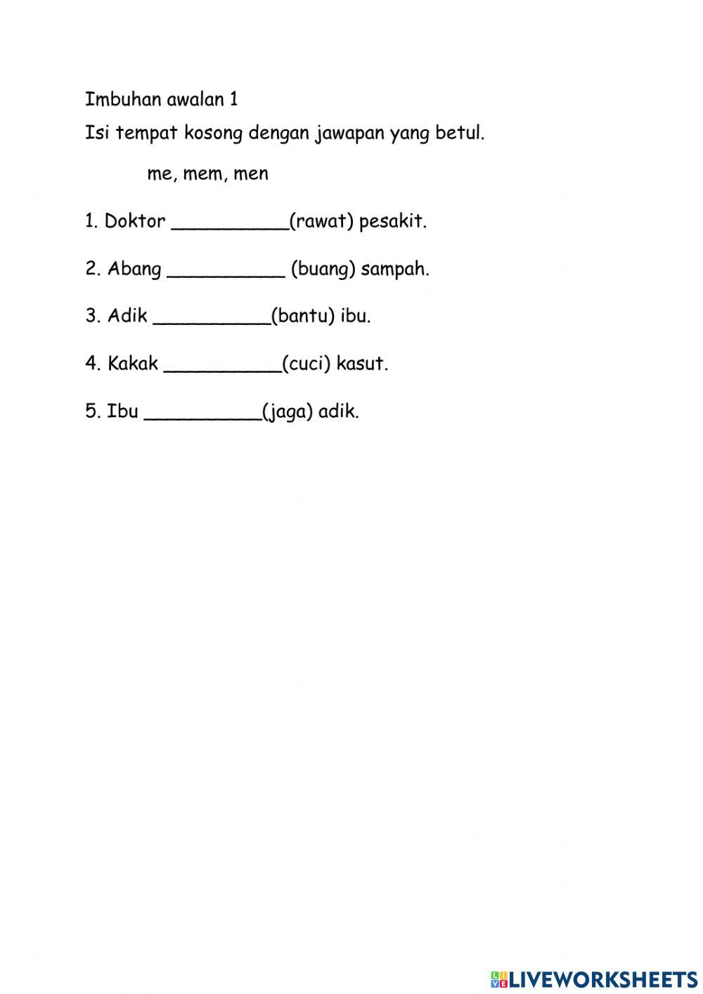 Tahun 1 Imbuhan Awalan 1