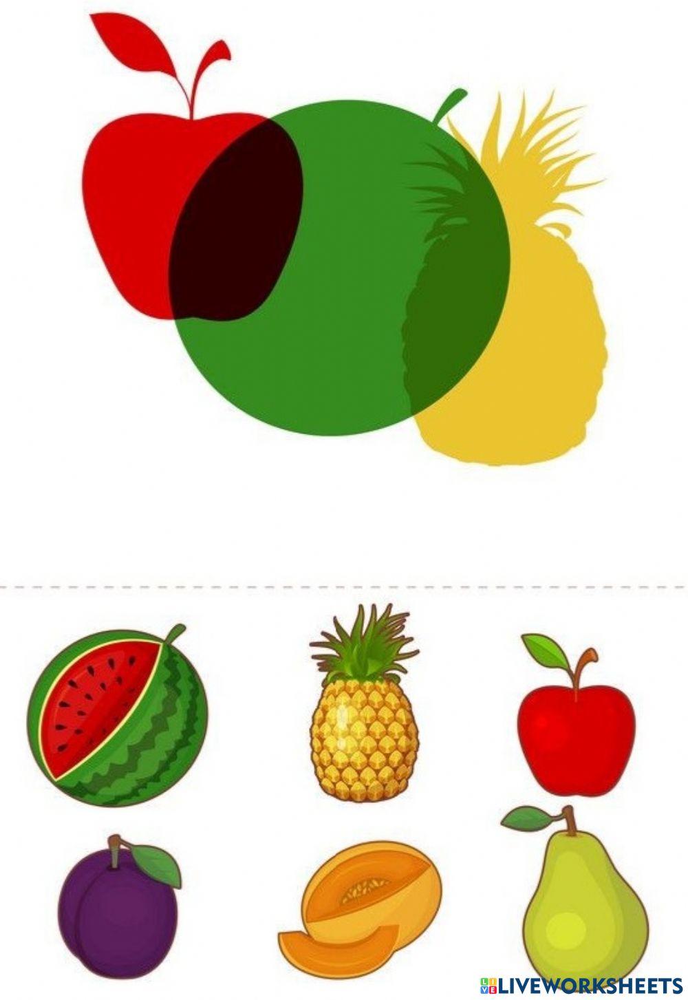 3 Fructe - Rosu, galben, verde