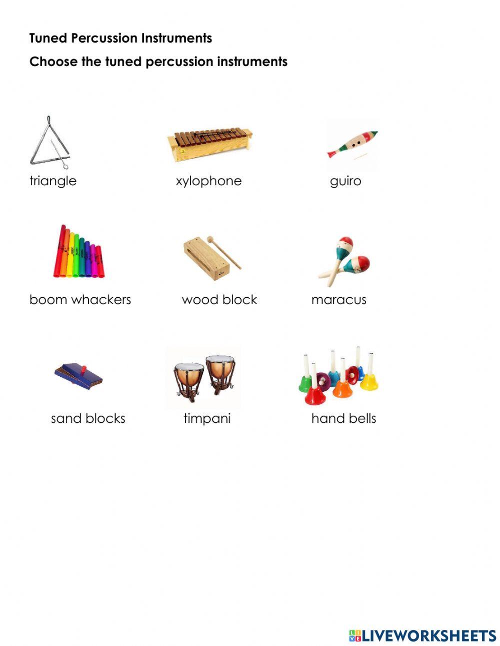 Pitched Percussion Instruments worksheet Live Worksheets