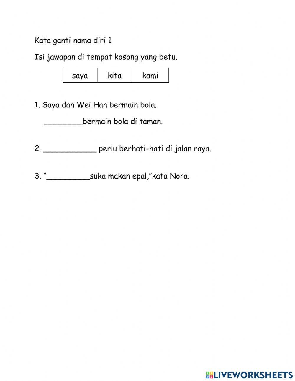 Tahun 1 Kata Ganti Nama Diri 1