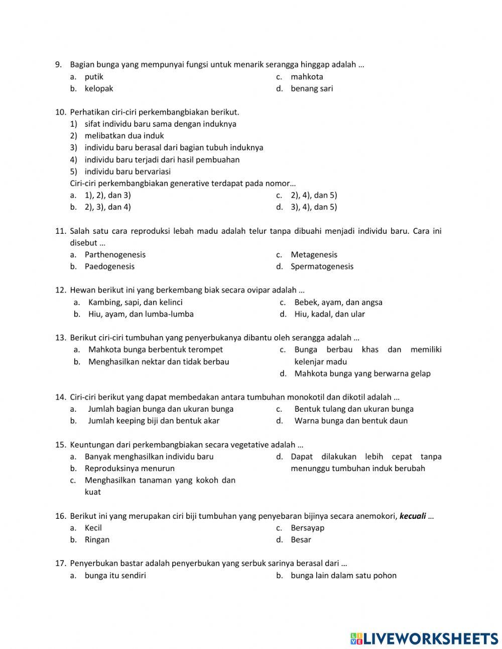 Perkembangbiakan Tumbuhan dan Hewan