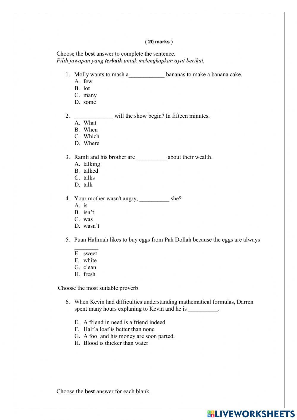 Praktis 2 : english upsr paper 1
