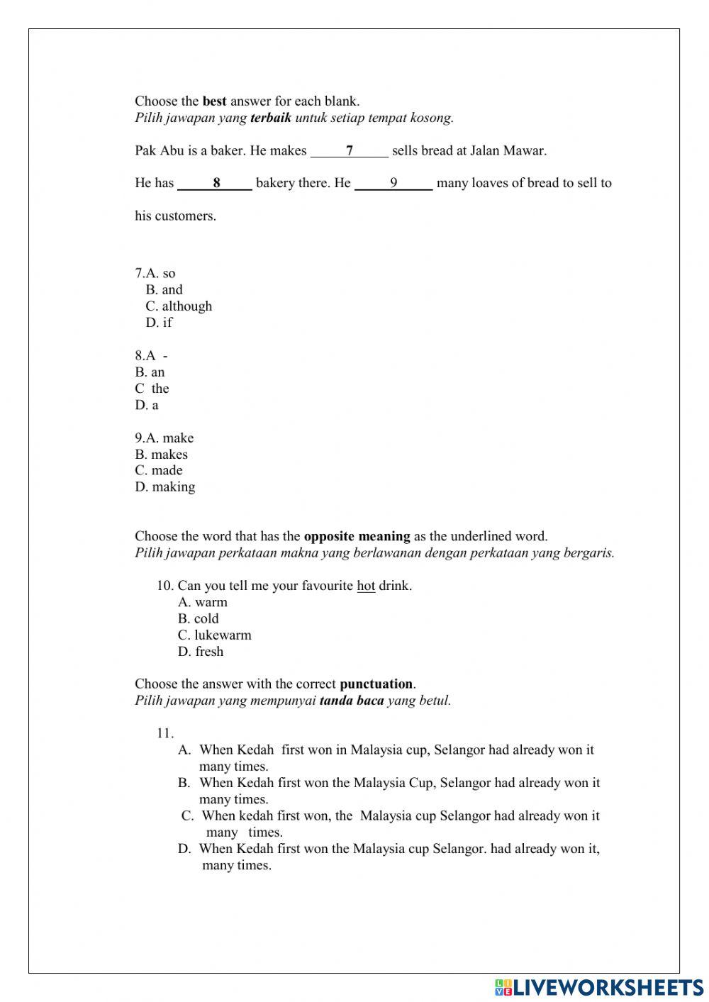 Praktiis 5 : english upsr paper 1