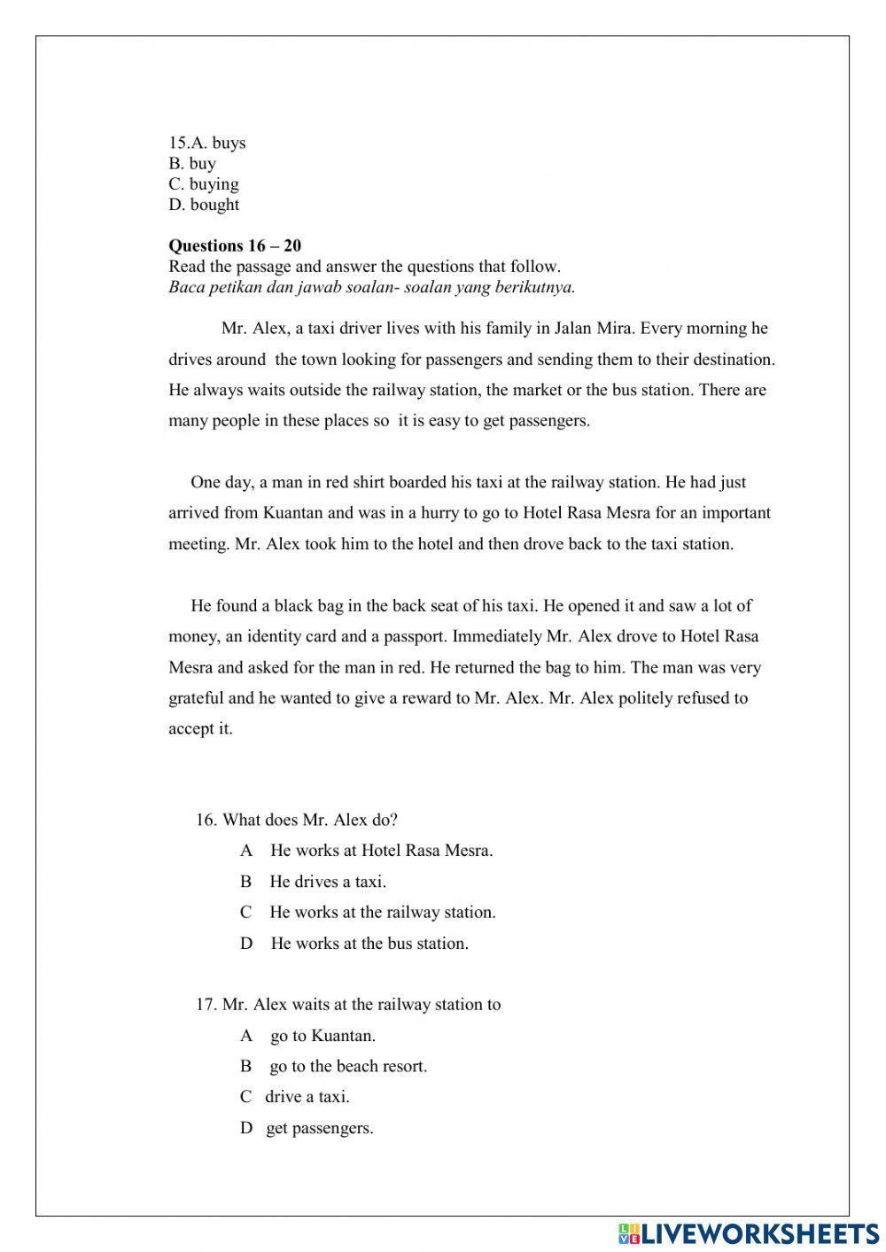 Praktiis 5 : english upsr paper 1