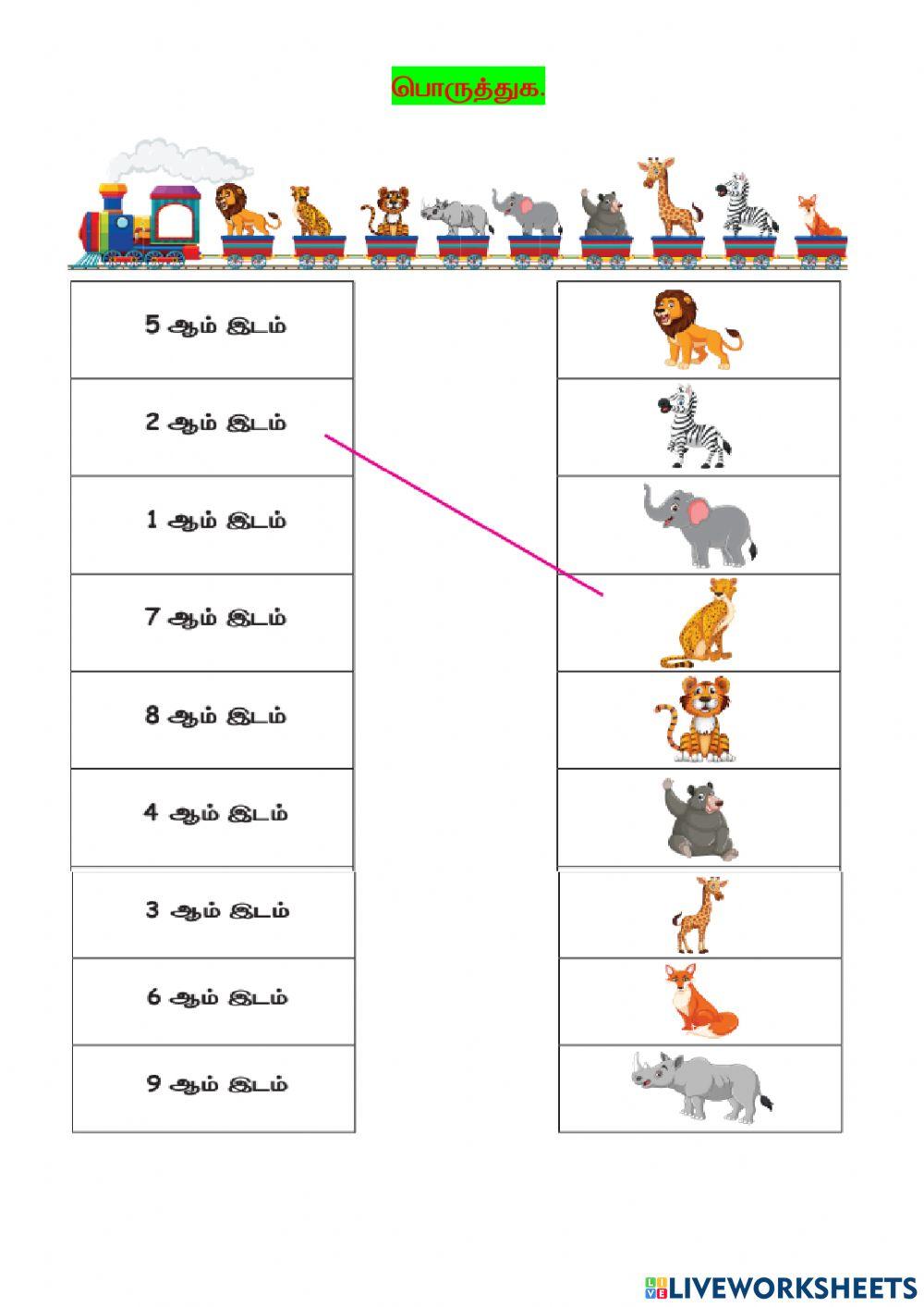 Match the following using ordinals