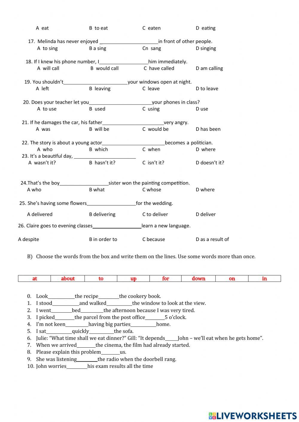 Grammar revision - B2