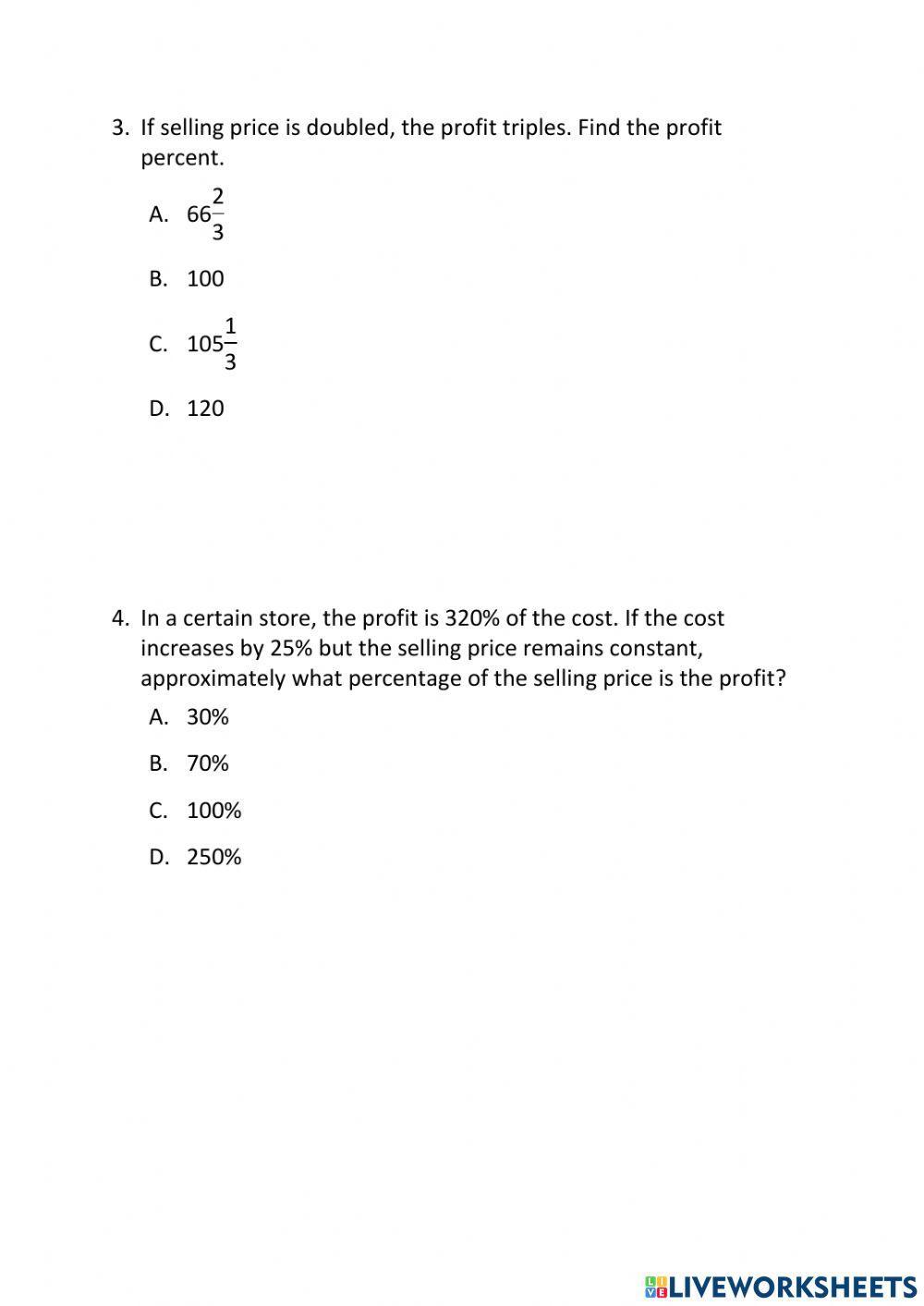 Application WS-G8-Profit and Loss Percentage