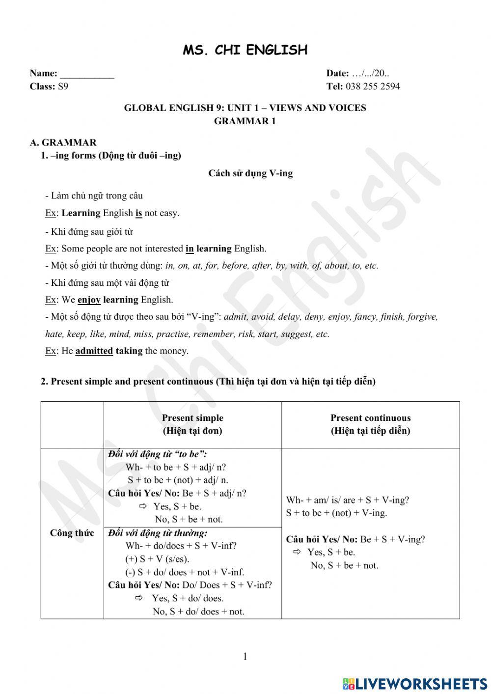 Viet Teacher-S9-U1-Gram1