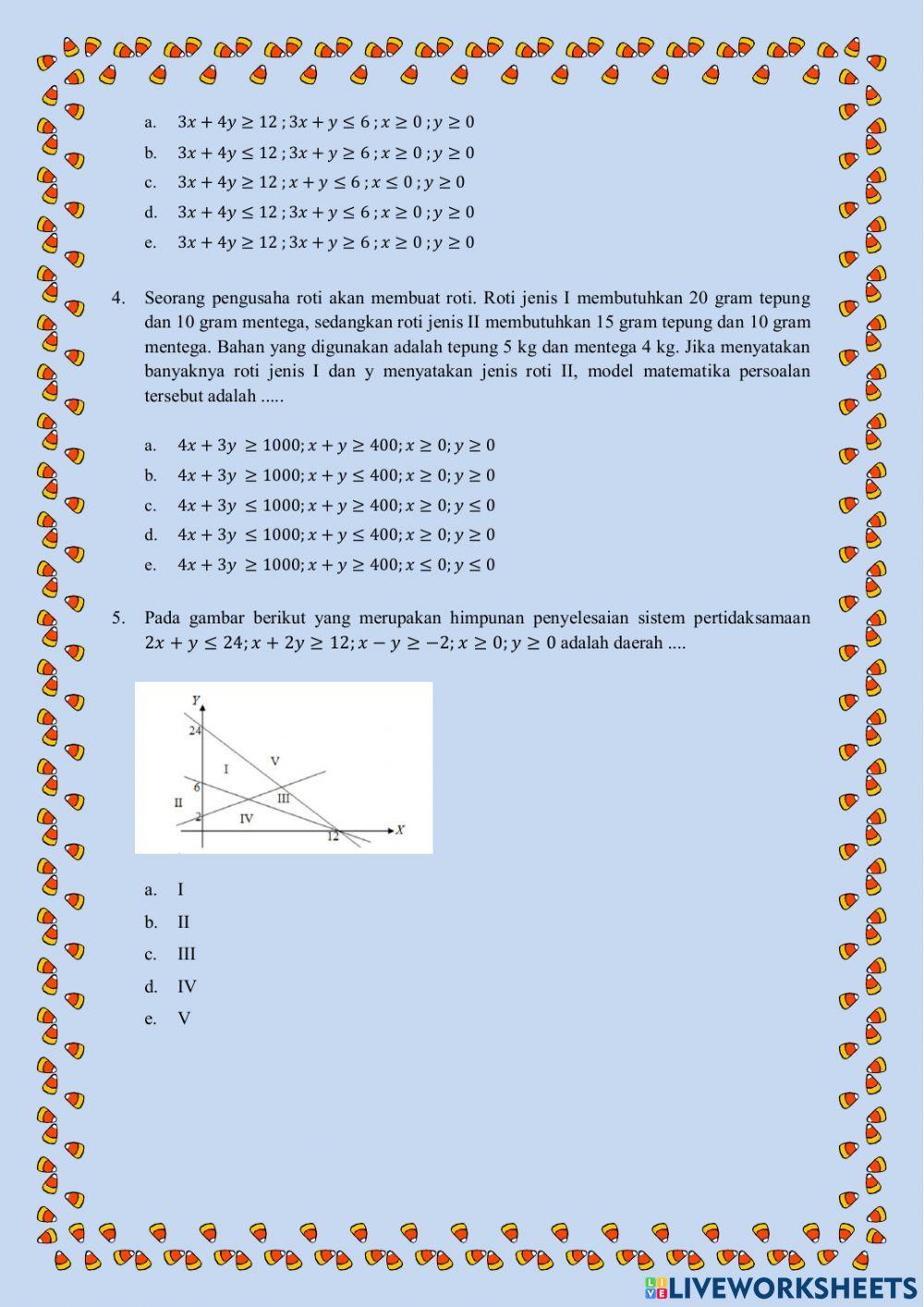 Sistem Pertidaksamaan Linear Dua Variabel