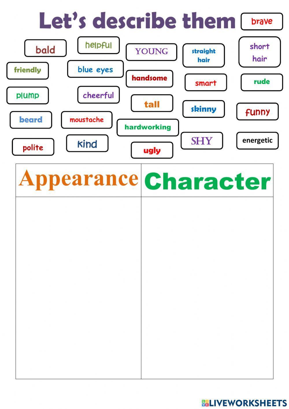 Adjectives describing people