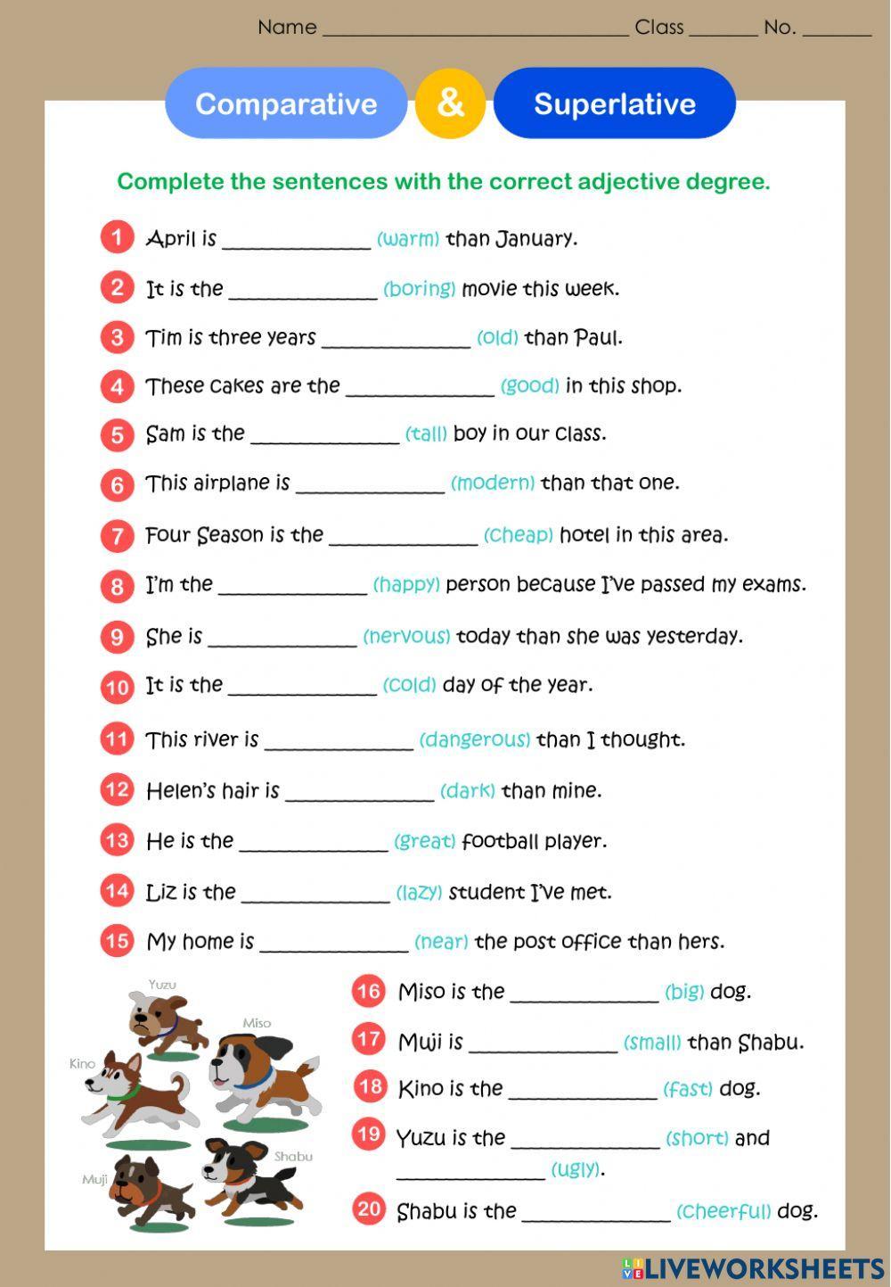 Comparative & Superlative Adjectives Comparative & Superlative Adjectives