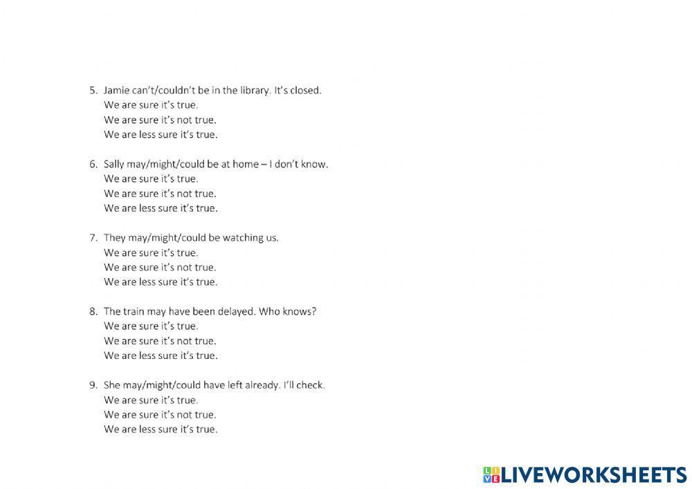 Cambridge Firstpage 101modals of speculation worksheet Live Worksheets