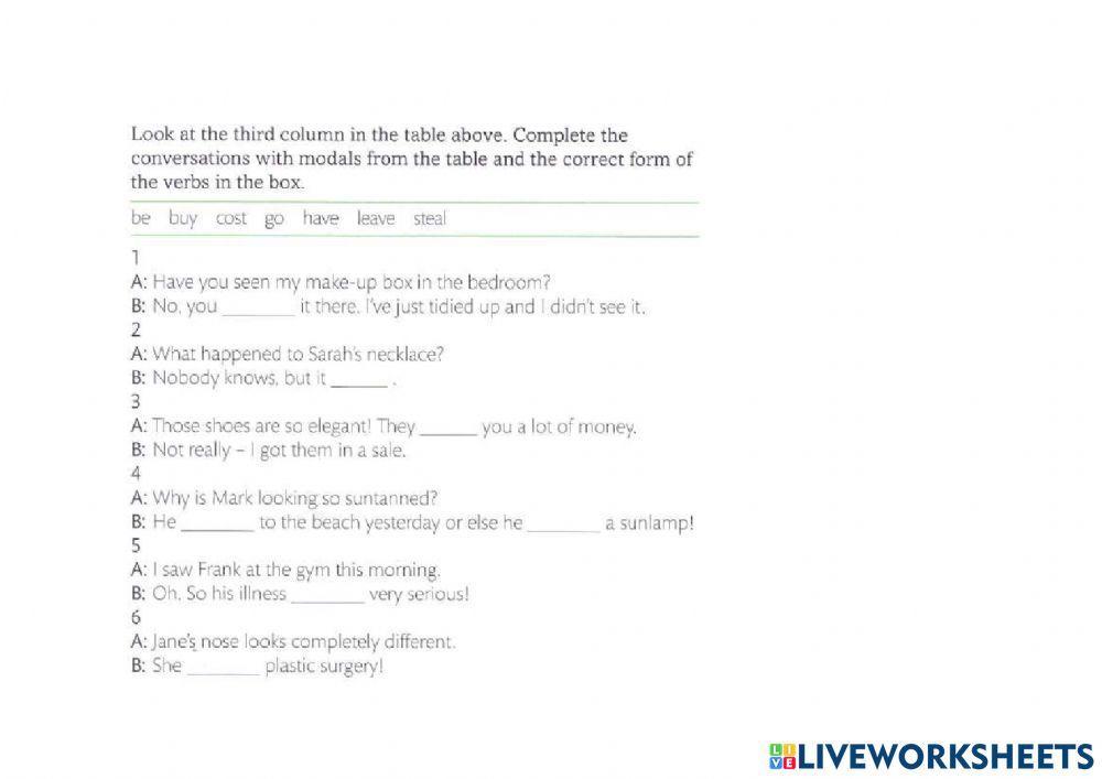 Cambridge Firstpage 101modals of speculation worksheet Live Worksheets