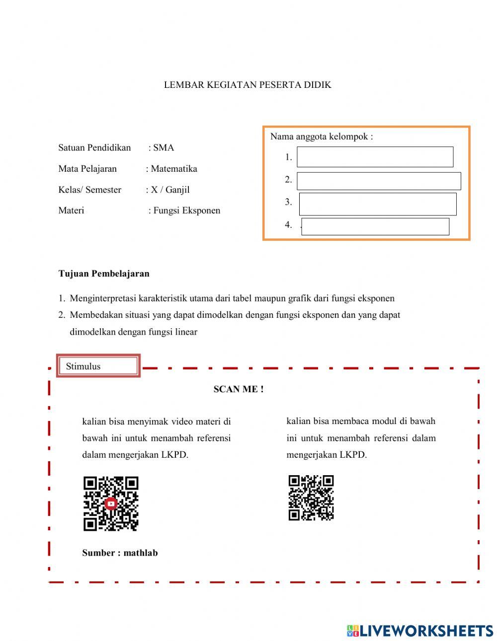Fungsi eksponen kelas XA6