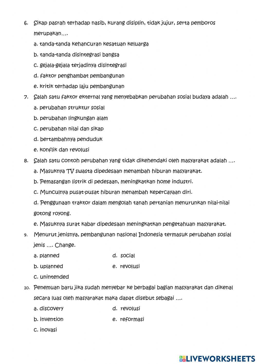 Evaluasi 1 Perubahan Sosial