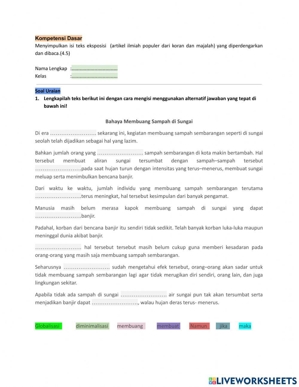 Menyimpulkan Teks Eksposisi