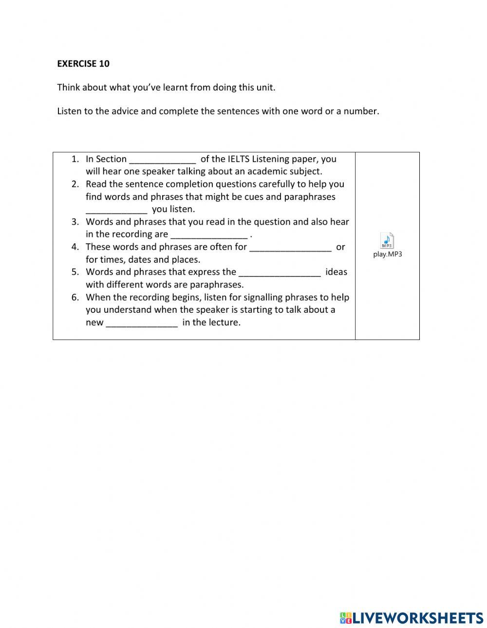 IE1, Unit 3, Listening, Exercise 10
