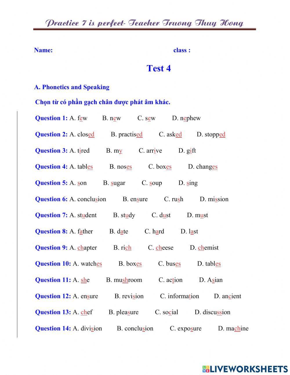 Test 4 English 7
