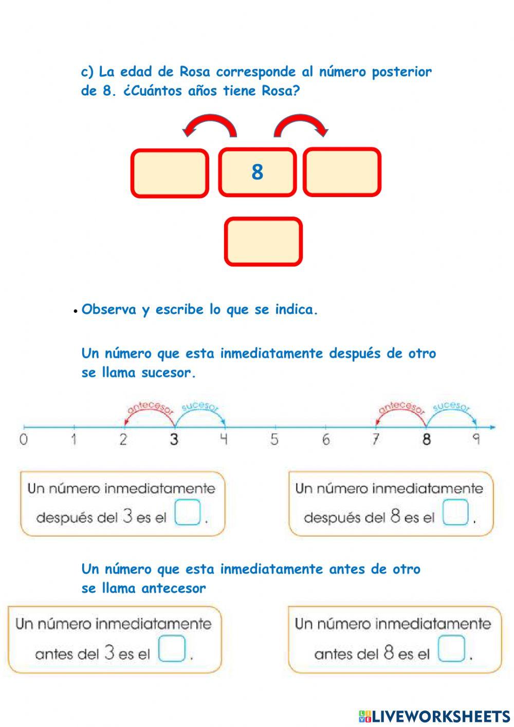 Anterior y posterior de un número 1er grado